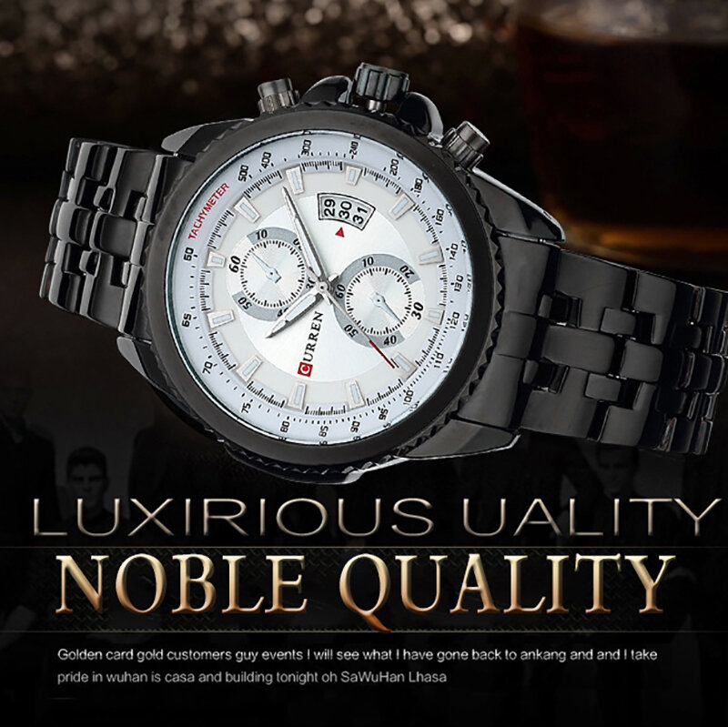 Curren pulseira de aço inoxidável quartzo relógio de pulso homem relógios de moda masculino luminoso, calendário
