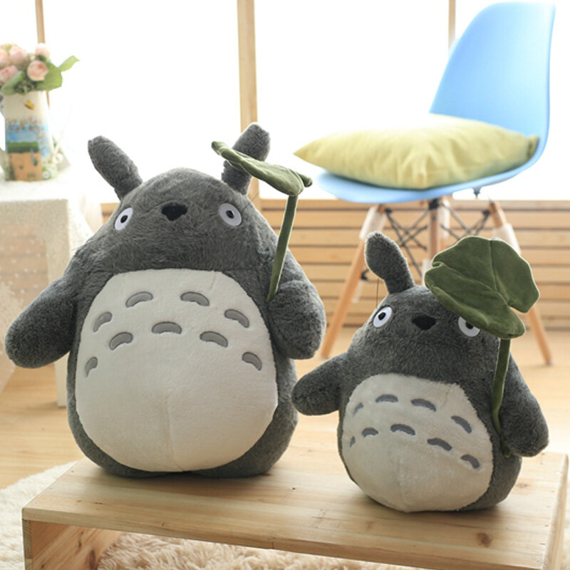 30-70cm Entzückende Totoro Plüsch Spielzeug Gefüllte Weiche Kawaii Cartoon Charakter Puppe mit Lotus Blatt oder Zähne Kinder geschenke
