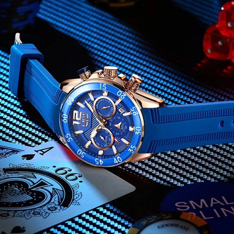 LIGE LIGE Sport Hardlex zegarek z lusterkiem mężczyźni wodoodporne wielofunkcyjny męski Quartz chronografu mężczyzna zegarek na rękę, kalendarz