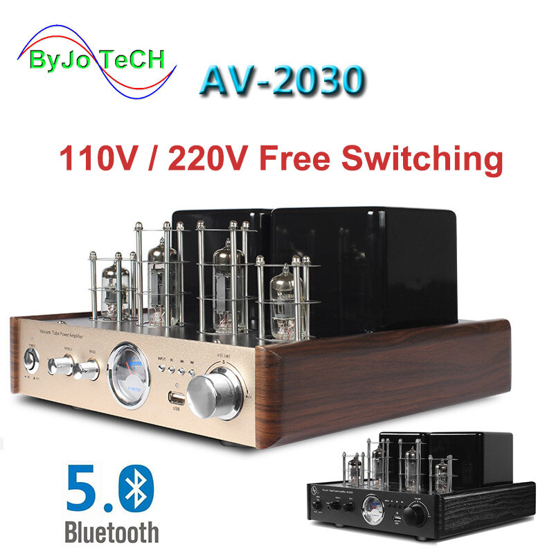 ByJoTeCH-Amplificador de tubo estéreo AV2030, HIFI, Bluetooth, USB Coaxial óptico, sin pérdida, música, AMP 110V 220V Universal