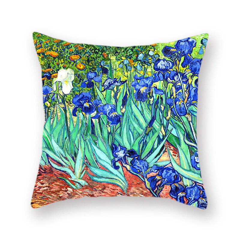 Still Life Floral Print Decorative Cushion Cover Van Gogh Paintings Poppies Iris Flower Pattern Sofa Bed Art Throw Pillowcase