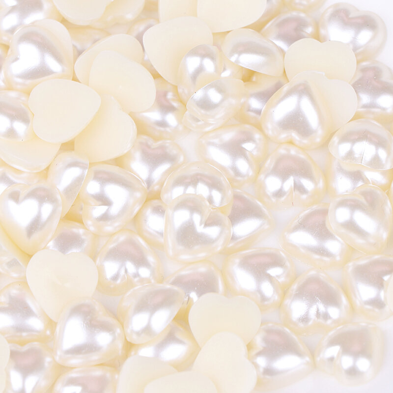 100 teile/los DIY Tasche Teile Flache Perlen Herz Form Perlen Nachahmung Perlen Flatback Für Schuhe Dekoration