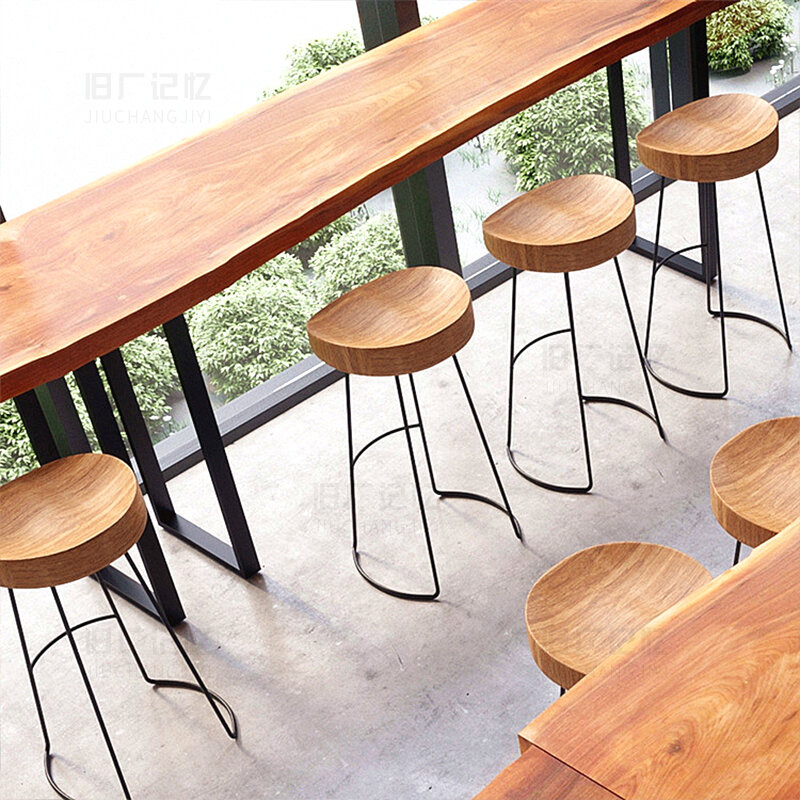 Mesa de Bar de madera maciza para el hogar, balcón, café creativo
