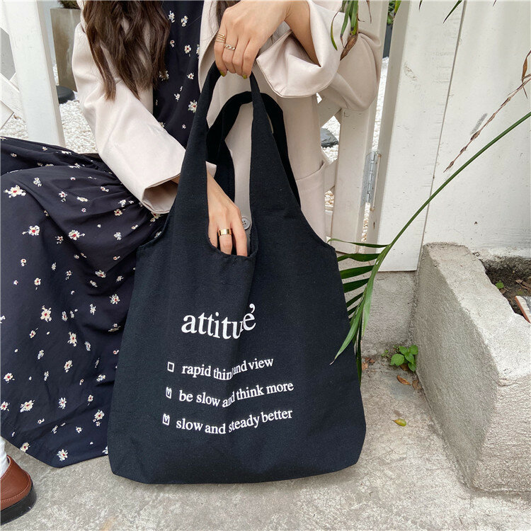 Canvas Women's Shoulder Shopper Bags Large Tote Shopping Bag for Woman 2020 Cotton Cloth Female Handbags Letter Printing bags