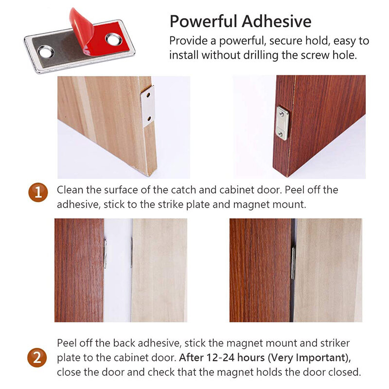 2Pcs/Set Strong Magnetic Cabinet Catches Magnet Door Stops Hidden Door Closer With Screws Ultra Thin Cabinet Catch Latch