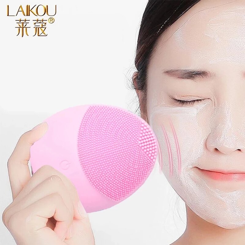 Laikou silicone rosto escova de limpeza rosto elétrico limpador facial elétrico limpeza da pele profunda lavagem massagem escova