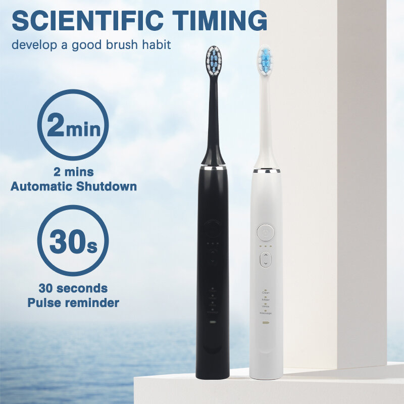 Boyakang sonic escova de dentes elétrica 4 modos limpeza ipx7 à prova dwaterproof água carregador usb cerdas dupont adulto inteligente cronometragem byk22