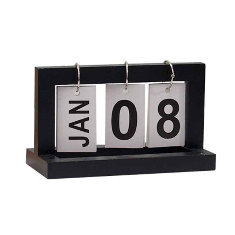Calendário da mesa da aleta do metal do escritório diário madeira perpétua calendário do vintage para a casa