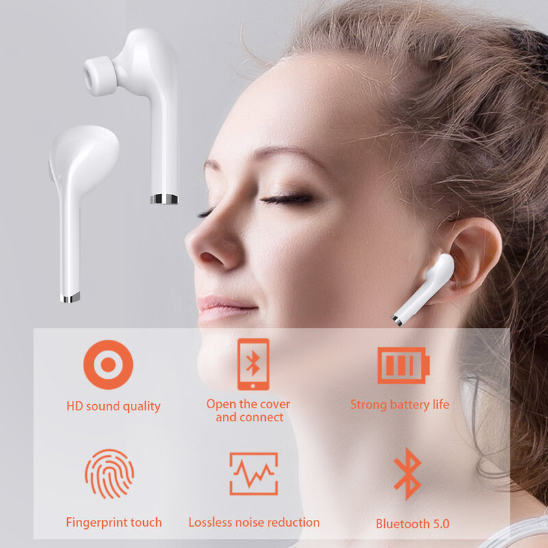 Auriculares TWS Bluetooth 5,0, auriculares inalámbricos Sonido HD Control táctil de calidad, auriculares internos deportivos con micrófono y caja de carga