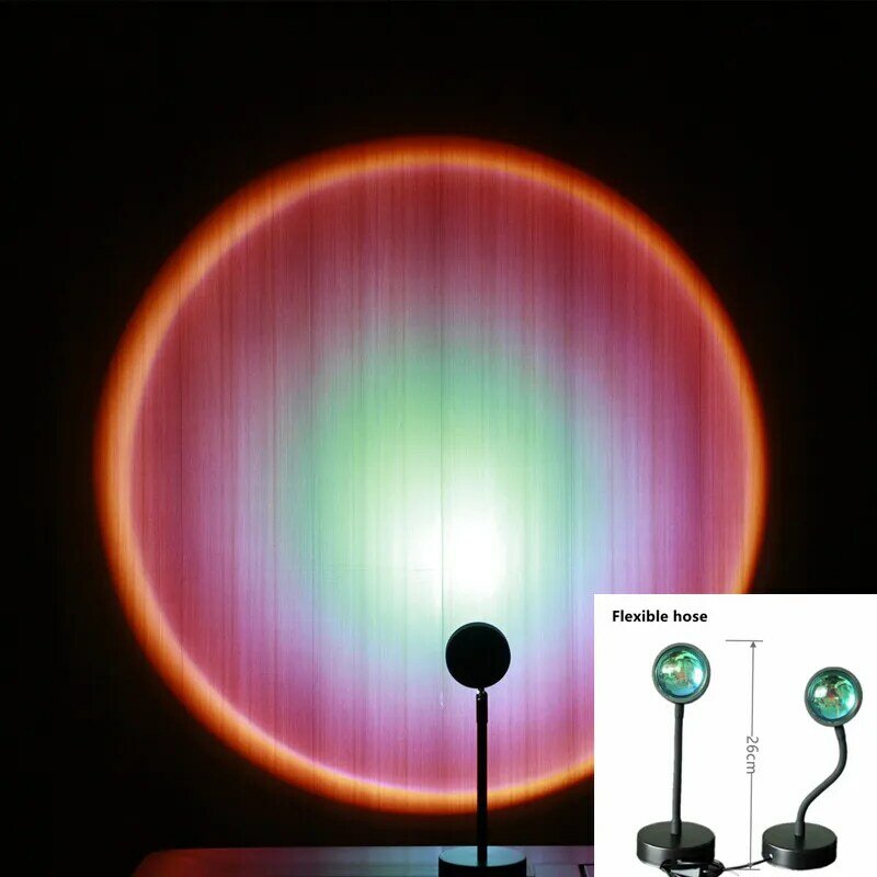 Zachód słońca projektor lampowy LED lampka nocna Rainbow atmosfera lampy projekcyjne romantyczny Ins kolorowe zdjęcia do domu, do kawy dekoracja sklepu