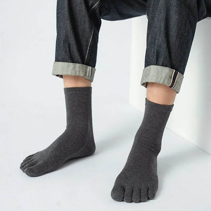 5 pares/lote algodão cinco dedos meias para homens sólido respirável marca harajuku meias com dedos dos pés homens de negócios meias curtas