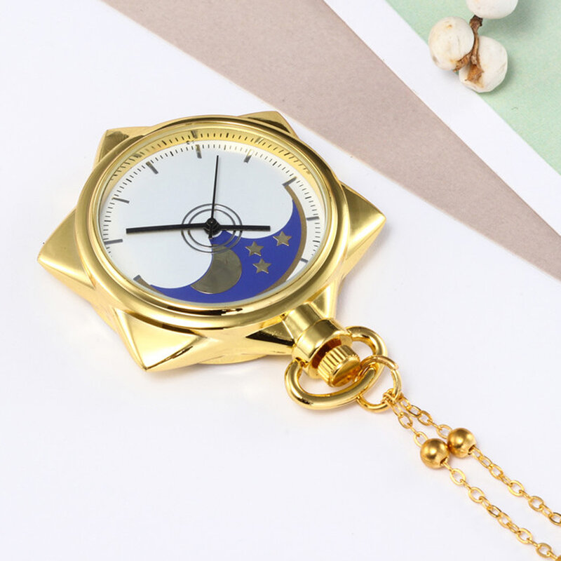 Reloj de bolsillo de estilo Vintage, estrella de cinco puntas dorada, Unisex, a la moda, collar de cadena de bronce, relojes de bolsillo, regalos para papá abuelo