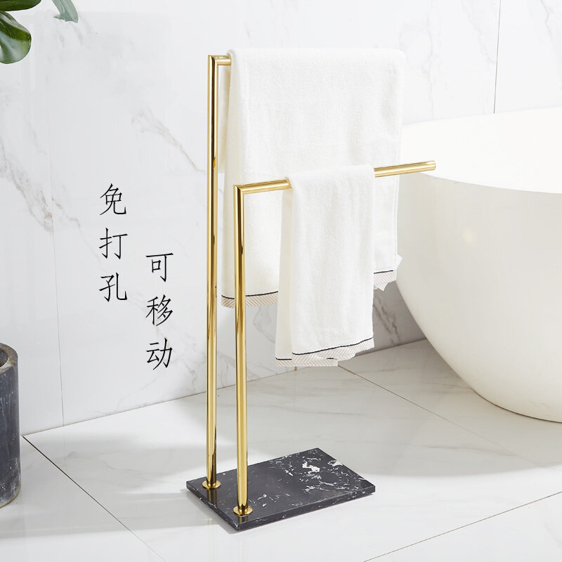 Toallero de baño sin perforaciones, soporte de toalla de latón para bañera, estante de pie para Hotel, color dorado, CN (origen)