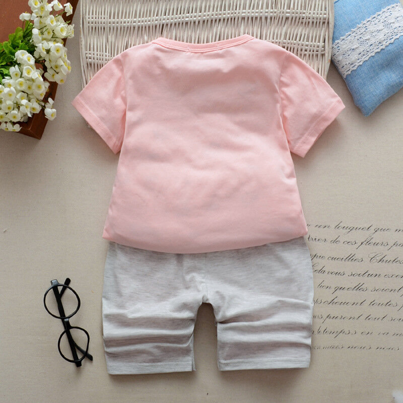 2020 new Baby cartoon cotton Children's suit boy T-shirt+shorts summer short sleeve pants girl clothes toddler girl clothes