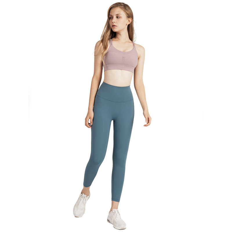 Pantalones deportivos para mujer, mallas elásticas de Color liso para Yoga, pantalones de cintura alta para Fitness, mallas, pantalones deportivos para mujer