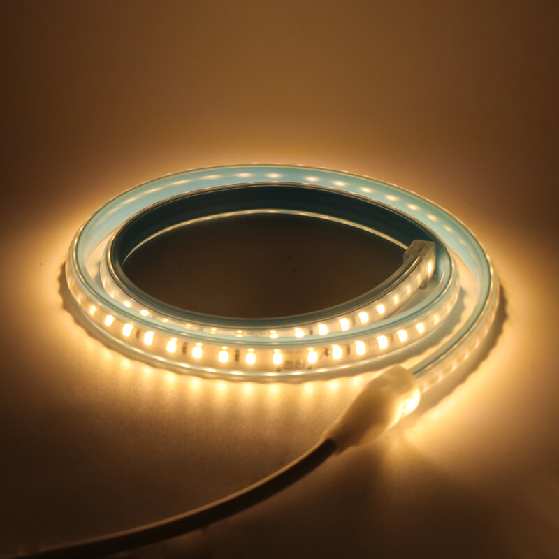220V LED قطاع ضوء السوبر مشرق 2835 مرنة LED الشريط 120 المصابيح/m للماء الشريط 10 سنتيمتر كوتابل 4500K الطبيعي الدافئة الأبيض الذهب