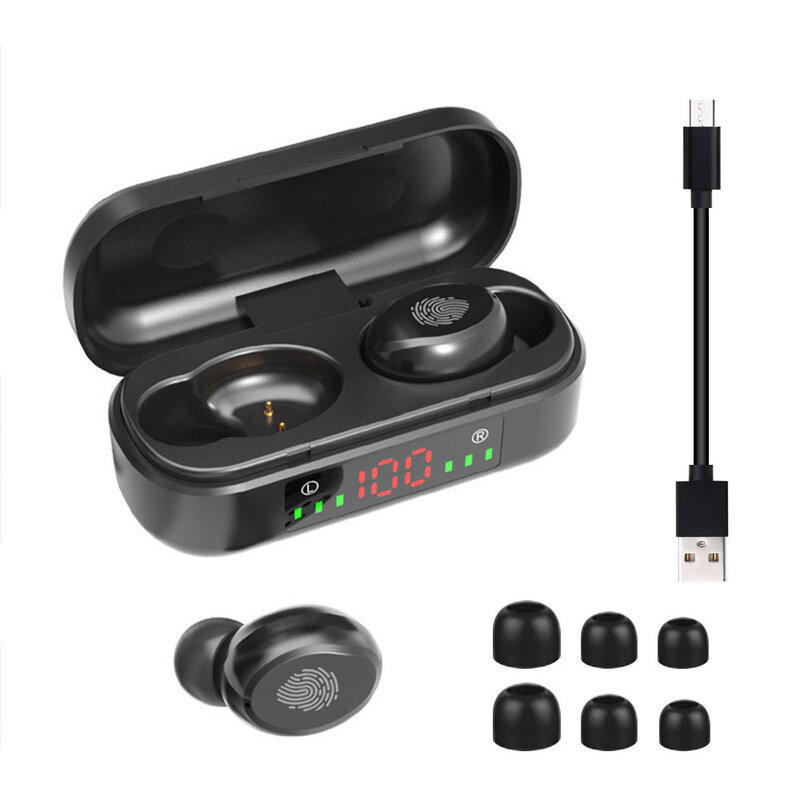 V8 TWS Wireless Headphone Bluetooth Earphones 5.0 9D Bass Stereo Waterproof Earbuds Bluetooth Headset with Mic and Charging Box