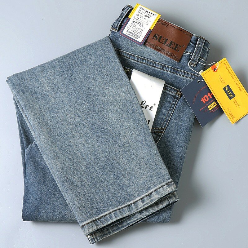 2020 SULEE Top Brand New męskie jeansy Business Casual elastyczna wygoda proste spodnie dżinsowe męskie spodnie wysokiej jakości marka jakości