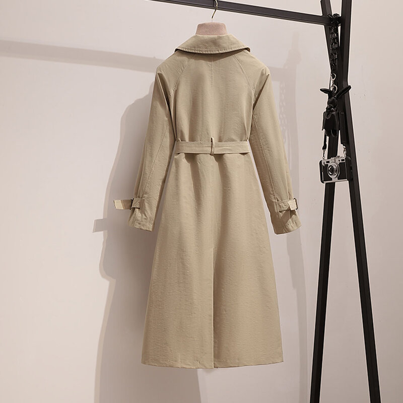 여자의 중간 길이 새로운 CoatTemperament 인기있는 가을 싱글 브레스트 피터팬 칼라 한국어 패션 숙녀 느슨한 트렌치 코트