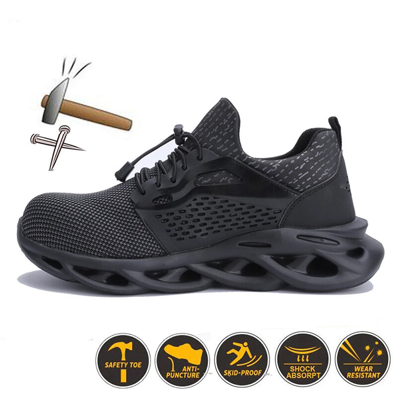 Chaussures de sécurité pour hommes 2021, légères, anti-perforation, confortables, bottes d'extérieur, respirantes, avec embout en acier, anti-écrasement