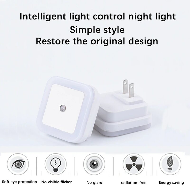 Sensor sem fio led night light ue eua plug mini praça luzes da noite para o bebê crianças sala de estar quarto corredor iluminação lâmpada