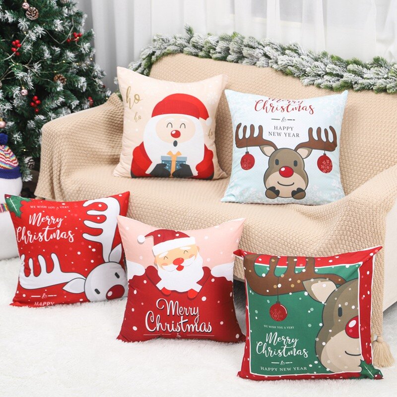 Natal fronha decorativa sofá boneco de neve papai noel capa de almofada capa de almofada capa de almofada 45*45cm