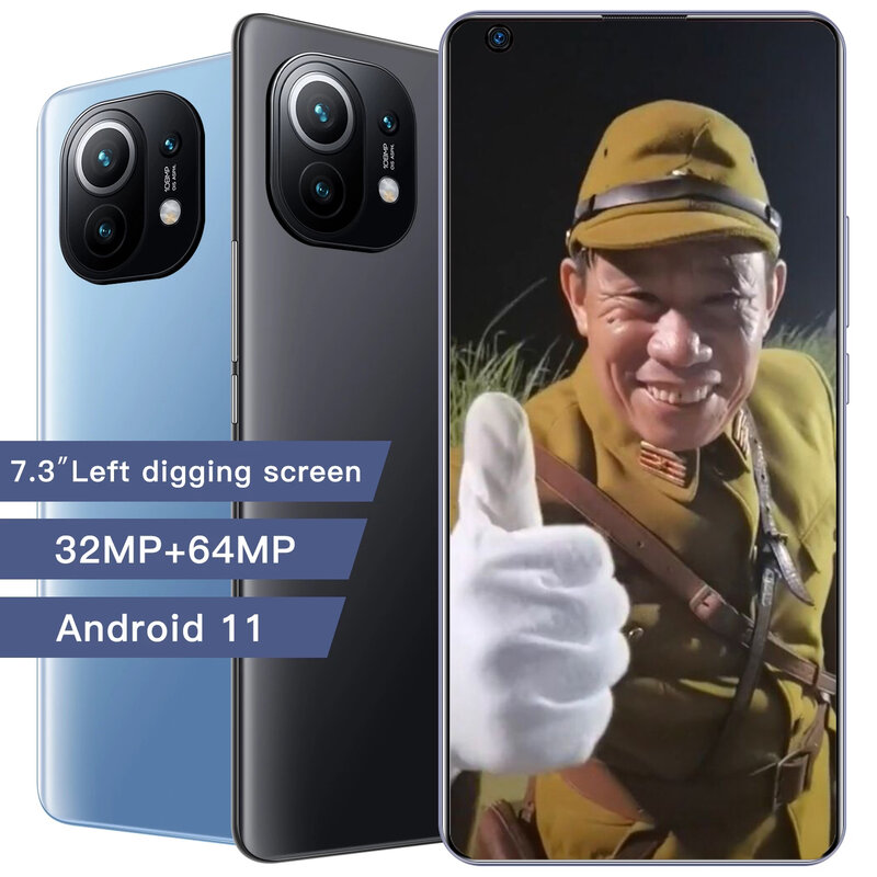 M11 Pro Ponsel Versi Global Baru Jaringan 5G Layar HD 7.3 Inci Snapdragon 888 12G 512G Kamera 48MP Ponsel Pengenalan Wajah