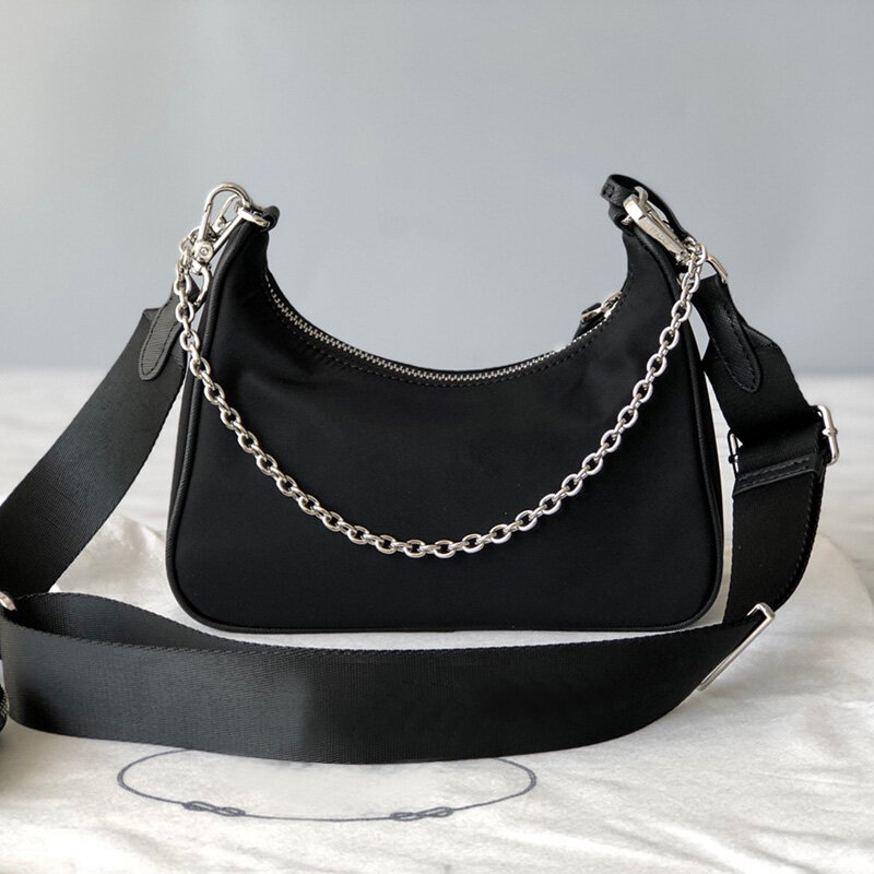 Borsa ascellare tre in uno di alta qualità borsa da donna di design di lusso borsa a tracolla in Nylon impermeabile con tracolla a catena per donna