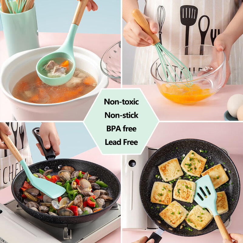 34 Pcs utensili da cucina in Silicone Set strumento di cottura antiaderente resistente al calore con misurino cucchiaio Mat Hook accessori da cucina