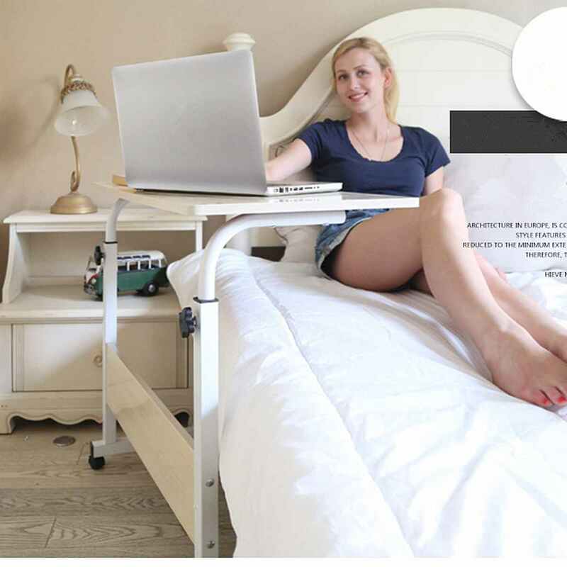 طاولة حاسوب قابل للتعديل لاب توب محمول deskspin محمول طاولة السرير يمكن رفعها مع عجلة 60x40 سنتيمتر طوي قوائم مكتب