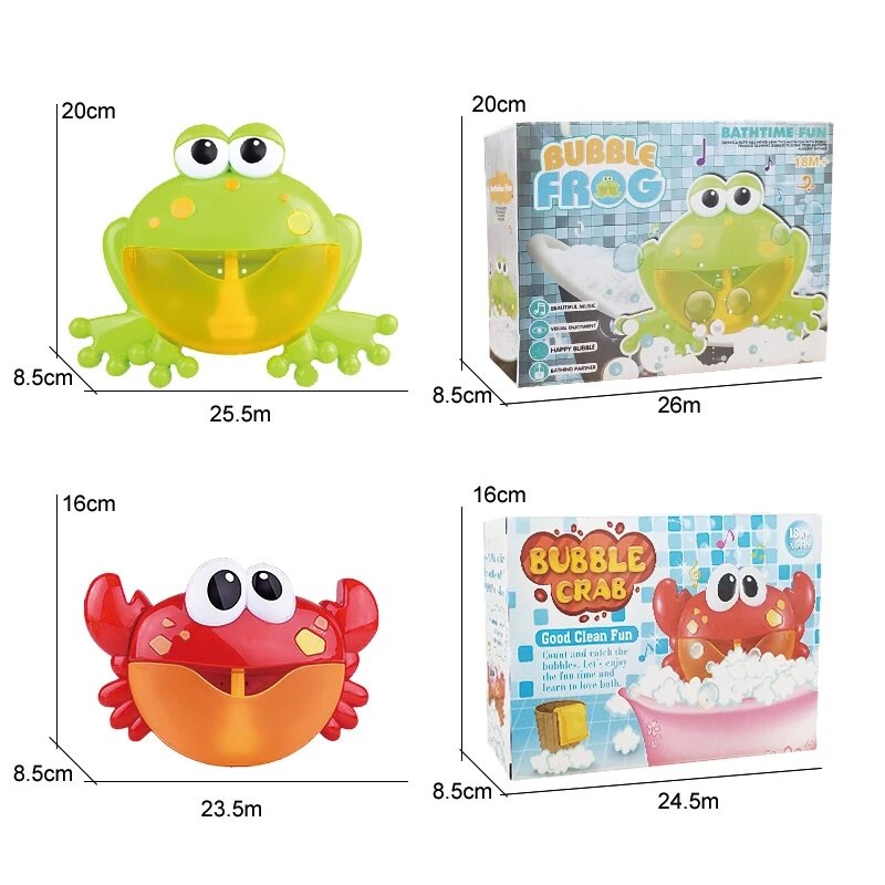 Outdoor Blase Maschine Krabben & Frosch Musik Kinder Bad Spielzeug Badewanne Seife Automatische Blase Maker Baby Bad Spielzeug für Kinder