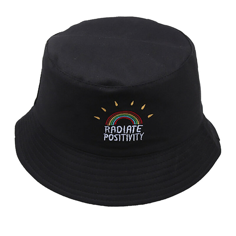 Women Canvas Rainbow Print Basin Hat Fisherman Hat Outdoor Outing Sunhat For ladies панама женская