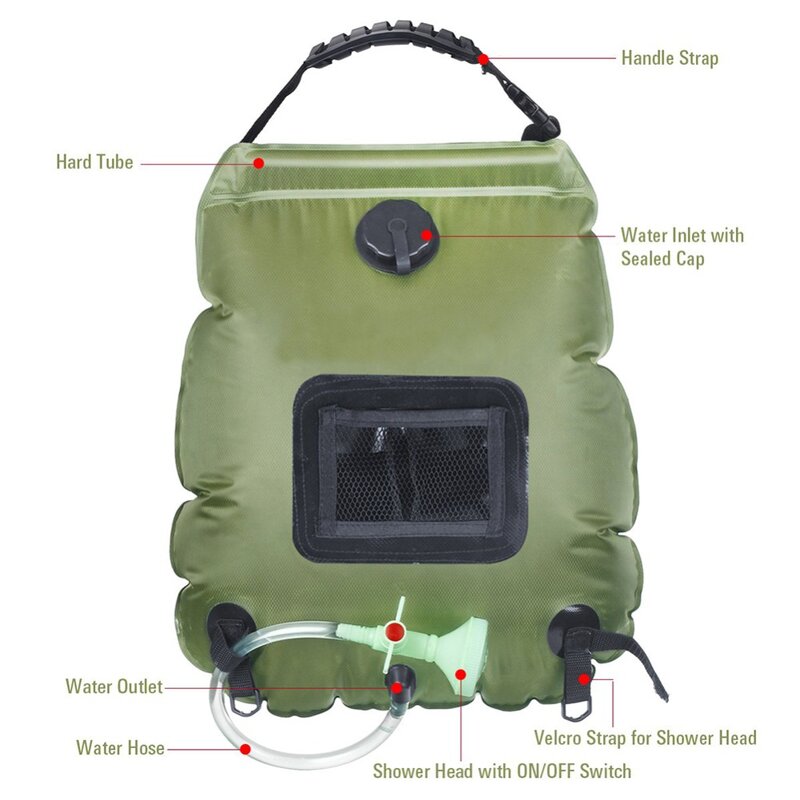 20L Solar podgrzewane torby do kąpieli prysznicowej torby do przechowywania wody pcv odkryty Camping piesze wycieczki Camping przenośne elementy zewnętrzne