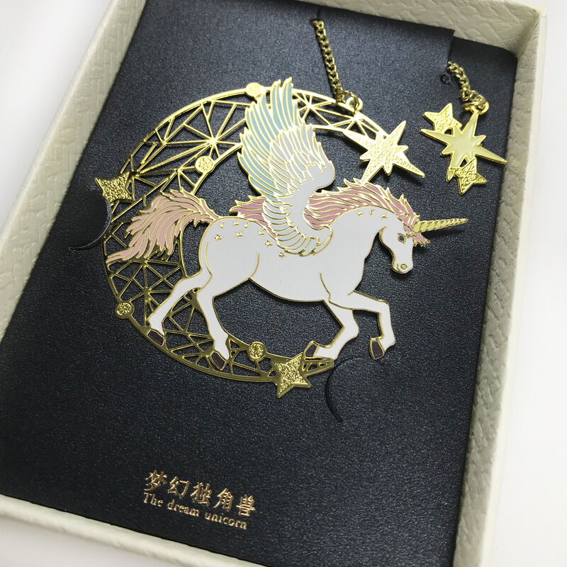 Segnalibro in metallo vuoto Vintage con marchio di impagazione in ottone unicorno regalo creativo regali d'arte retrò forniture per ufficio scolastico