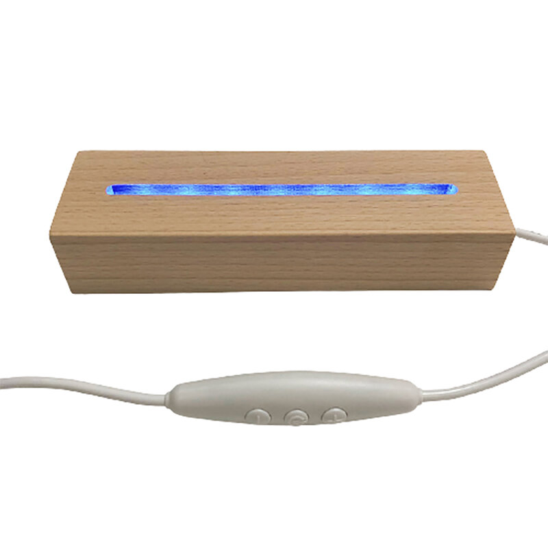 Base a Led RGB da 10 pezzi in legno sfuso Base in legno leggera alimentata tramite USB per accessori per l'illuminazione della lampada da notte in vetro acrilico ottico 3D