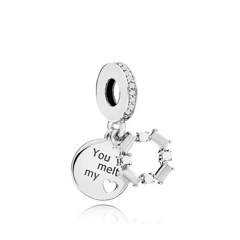 Cuentas de plata esterlina 925, accesorio brillante en forma de corazón, adecuado para pulsera Pandora Original, colgante, collar, joyería, novedad