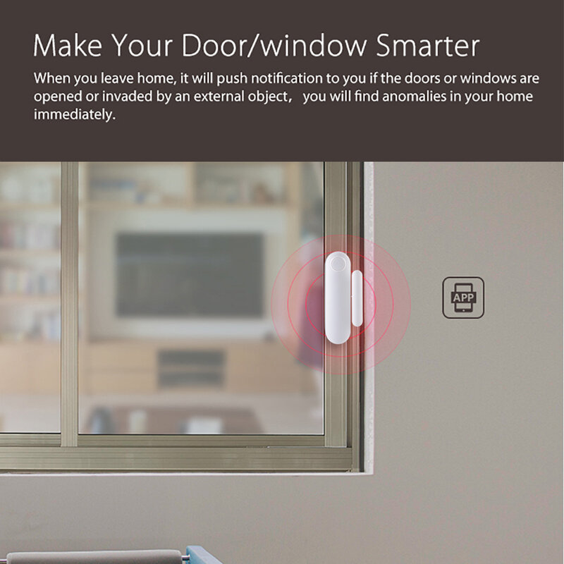 WiFi Smart puerta/ventana Sensor APP notificación de alertas alarma de Casa Detector de seguridad Compatible con Alexa de Google
