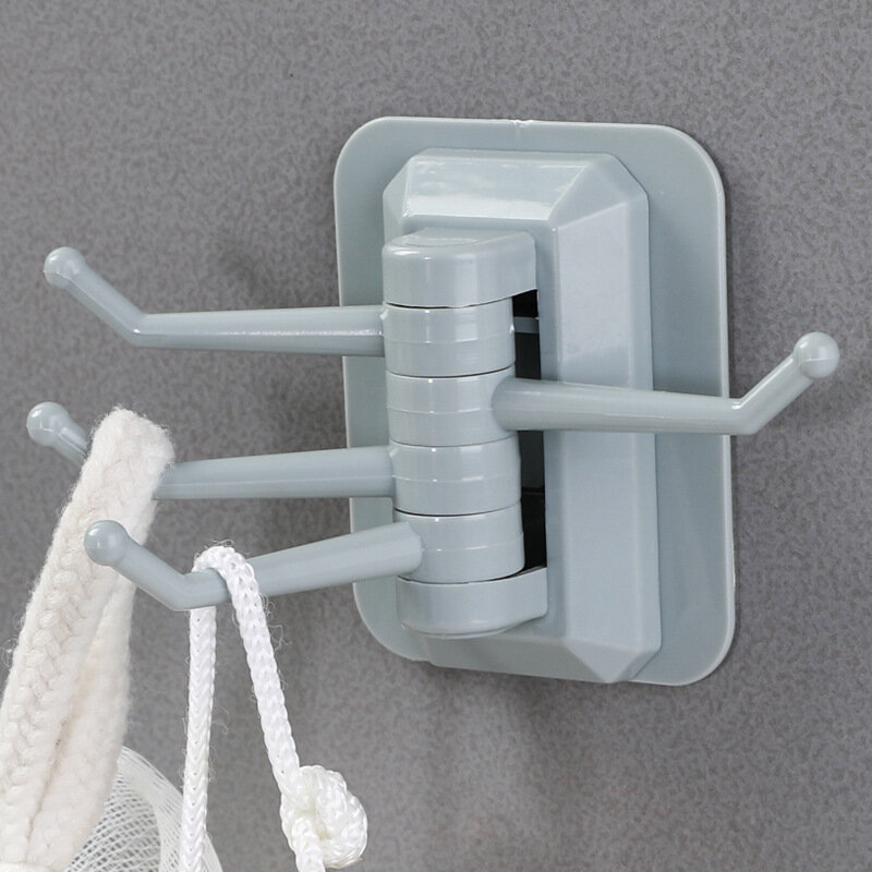 Gancho de pared giratorio de alta resistencia para 4 brazos plegables, colgador de toallas giratorio, gancho adhesivo de cocina colgador de pared baño, gancho adhesivo