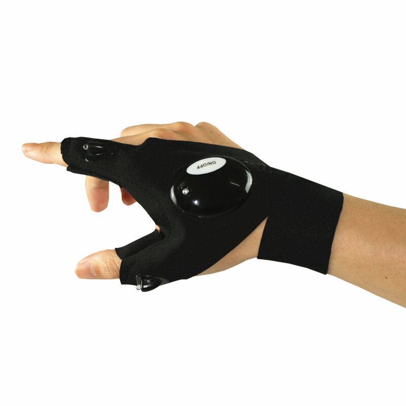 핑거리스 장갑 LED 손전등 토치 야외 도구, 낚시 캠핑 하이킹 생존 구조 멀티 라이트 도구 왼손/오른손