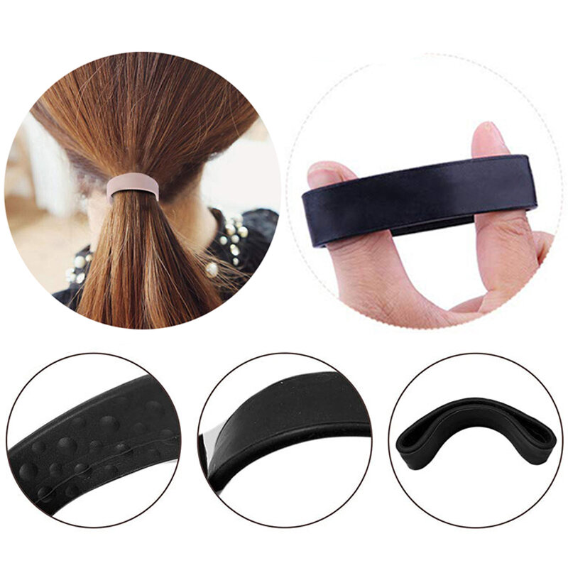 Silicone Foldable Elastic Hairband Girl Women Ponytail Stationary Hair Loop Simple Coil Hair Accessories