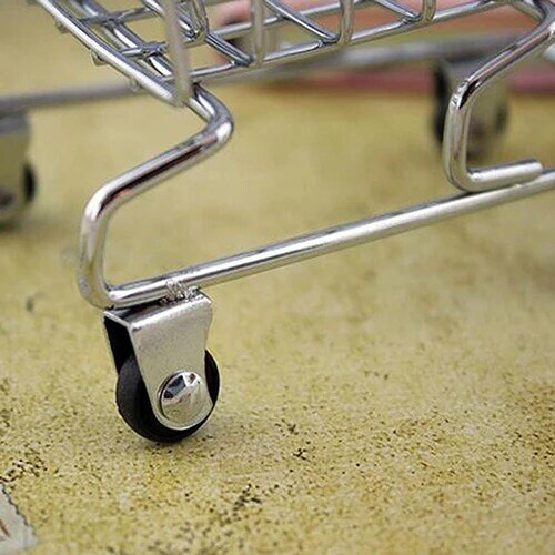 Convenient Supermarket Hand Trolley Mini Shopping Cart Desktop Decoration Storage Toy Gift  Shopping  Pretend Play toys