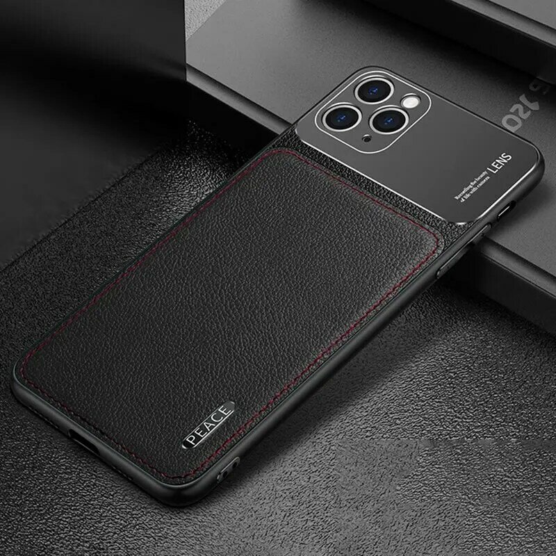 Leather Case For Iphone 11 12 Pro Max X Xr Xs Max Case Pu Leather Anti Fall For Iphone 7 8 Plus Frosted Metal Cover