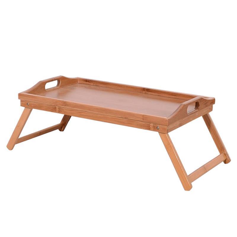 Mesa de chá bambu café da manhã portátil cama multifuncional leitura estudo cor madeira mesa dobrável