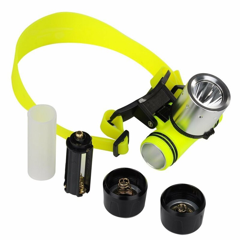 Linterna de cabeza LED T6 para buceo y natación, linterna subacuática con cargador y baterías, 1800Lm, resistente al agua