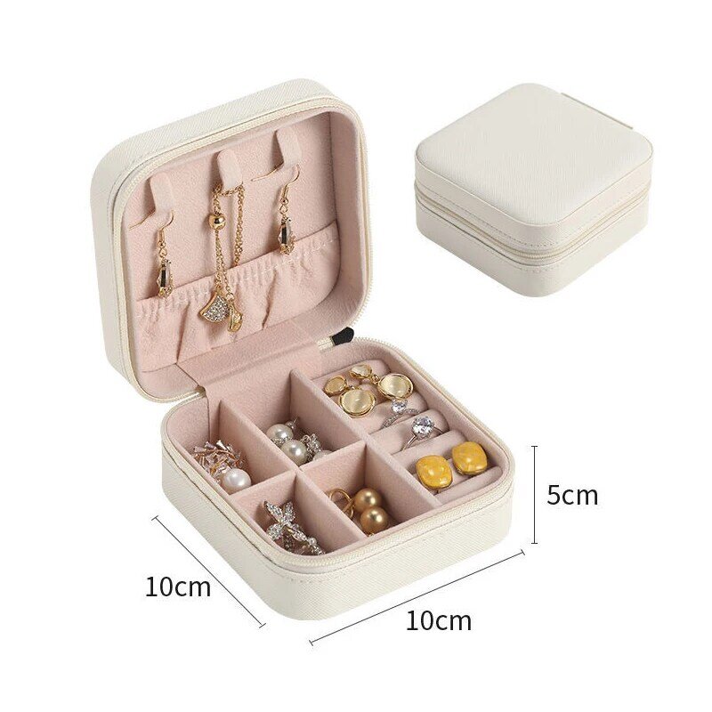 Jewelry Organizer Display Travel Jewelry Case Boxes Portable Jewelry Box Zipper Leather Storage Joyeros Organizador De Joyas