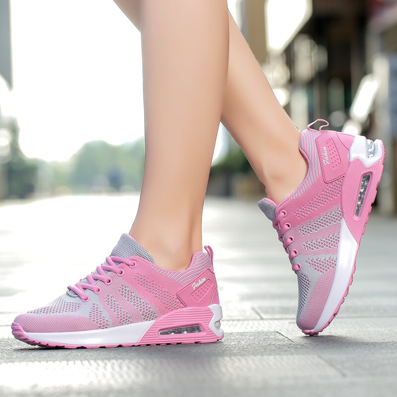 Sepatu untuk Wanita Sepatu Platform Musim Semi/Musim Gugur Sepatu Lari Modis Berbantalan Udara Olahraga Warna-warni Bersirkulasi Nyaman Bertali