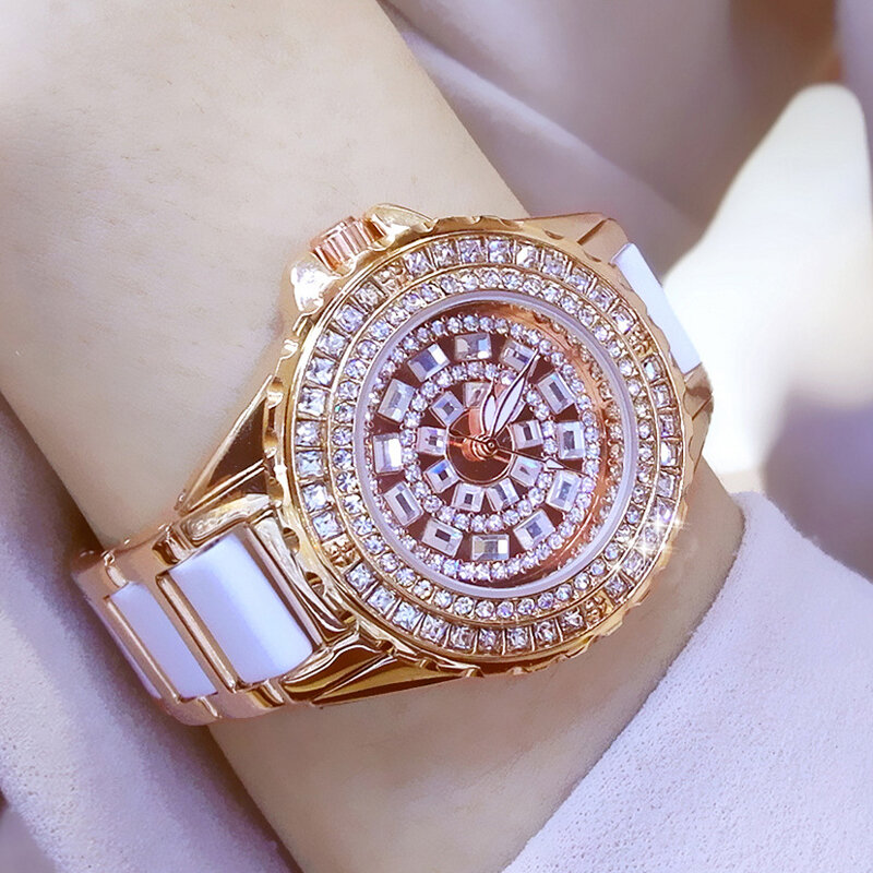 Relógios femininos moda diamante vestido de cerâmica relógio elegante feminino quartzo relógios de pulso senhoras aço feminino relógio relogio feminino