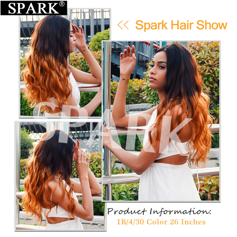 سبارك-شعر مستعار برازيلي مموج 100% شعر بشري ، 4 × 4 إغلاق من الدانتيل ، وصلات منسوجة ، مجموعات من 3 أو 4