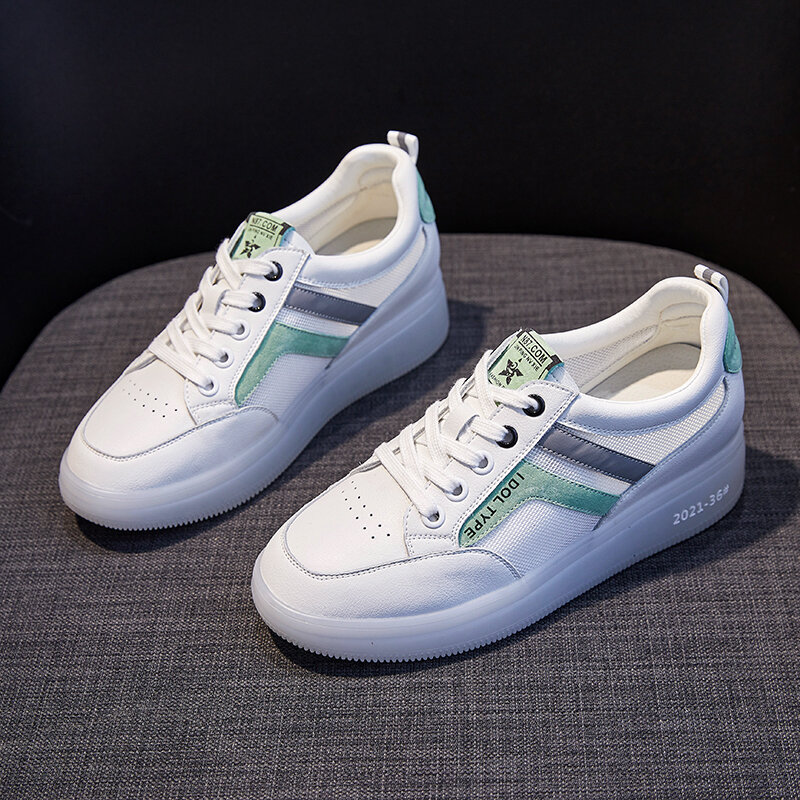 Aiyuqi branco sapatos femininos malha 2021 menina sapatos de verão novo grosso-soled casual na moda altura do corpo aumentando tênis femininos