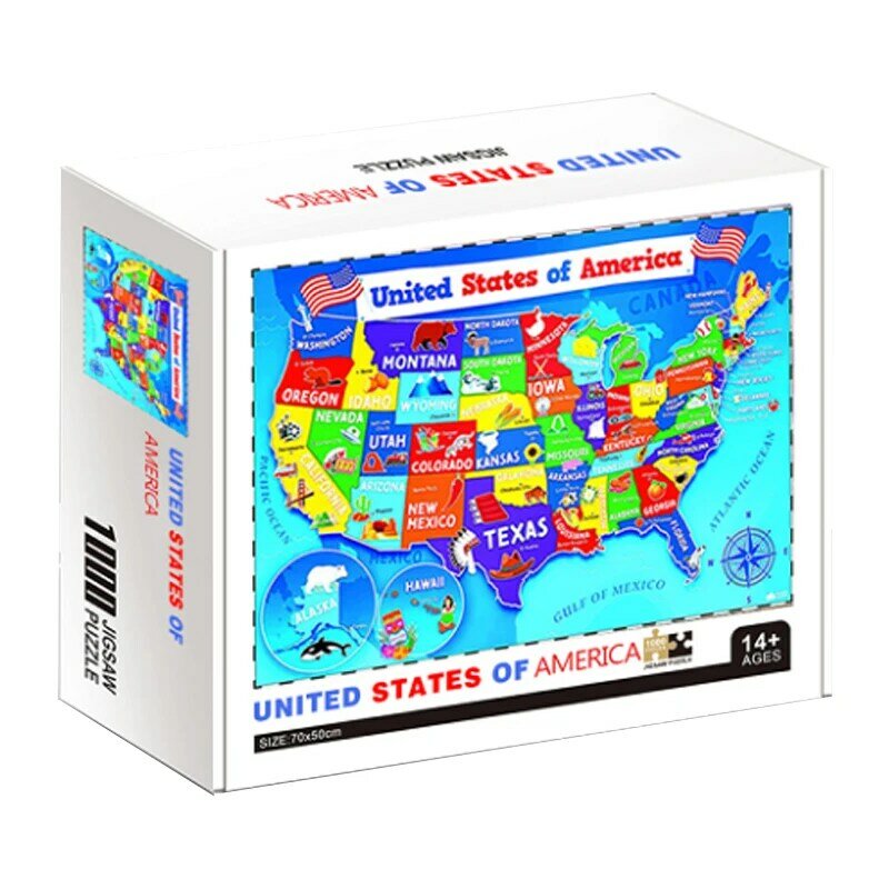 1000Pcs Verenigde Staten Wereldkaart Puzzel Dieren Wereld Papier Puzzels Volwassen Decompressie Games Kinderen Educatief Speelgoed